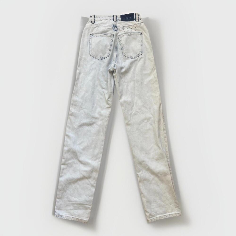 Ksubi Women’s Jeans Size 24 Straight Leg High Rise Acid Wash Blue White Denim - Picture 5 of 8